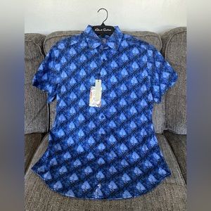 Robert Graham Geometric Pyramid ROBESON Secret Eye Short Sleeve Dress Shirt NWT